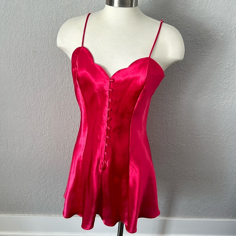 Victoria's Secret Pink Satin Button Up Night Dress Vintage Golden Tag